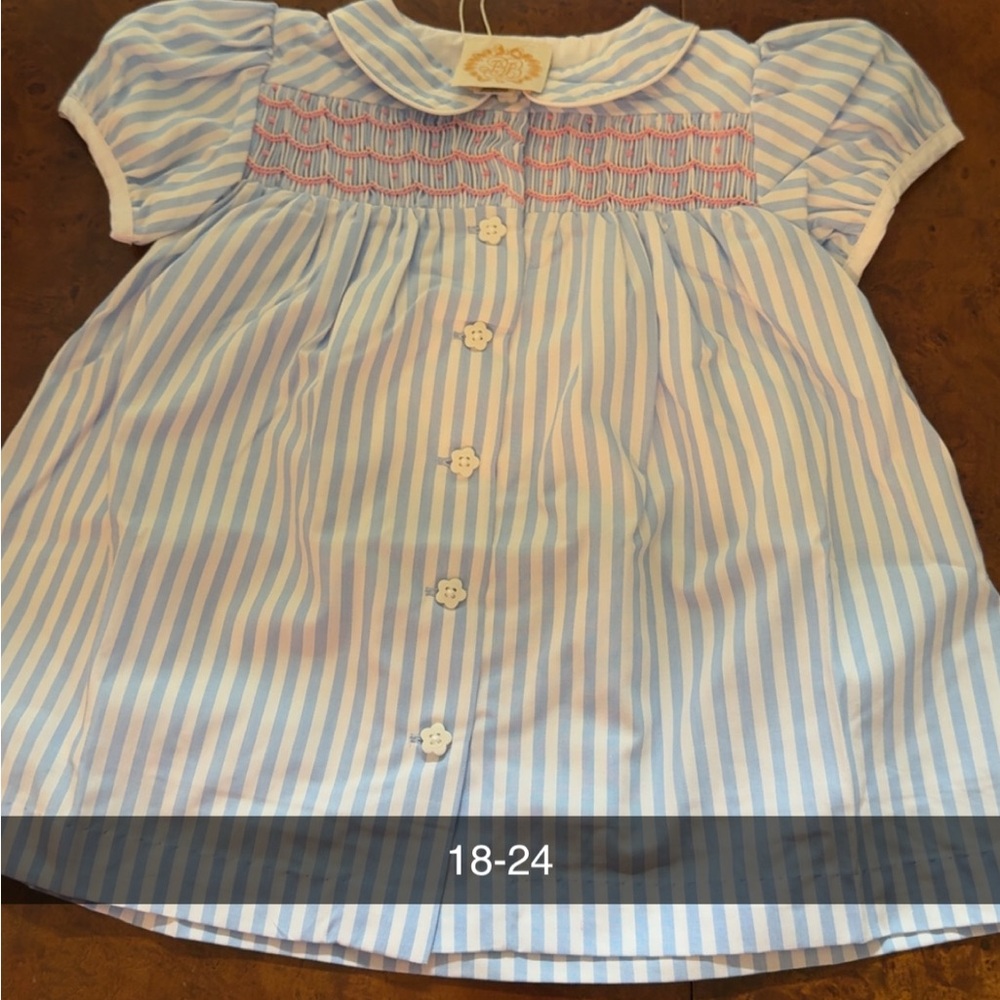 The Beaufort Bonnet Company Blue and White Striped Dress